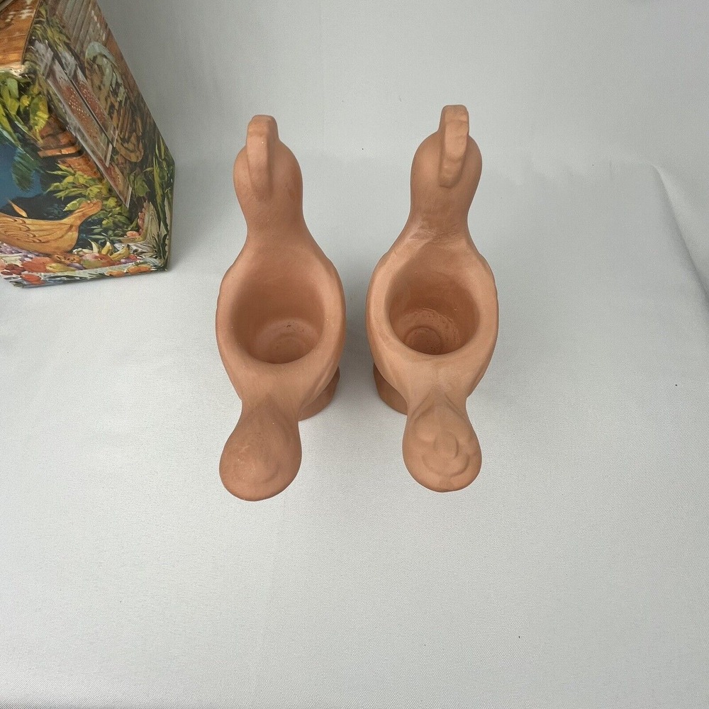 2 Avon Vintage Terra Cotta Bird Fragrance Candelette Holders 1976 Original Boxes - Picture 4 of 12
